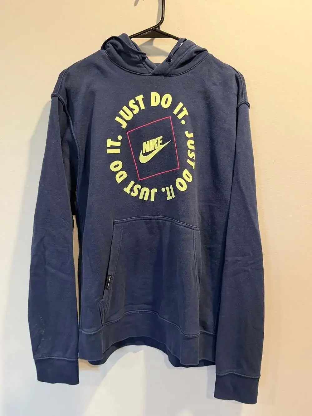 Nike Sportswear Just Do It Circle Logo Graphic Pullover Hoodie Navy Blue